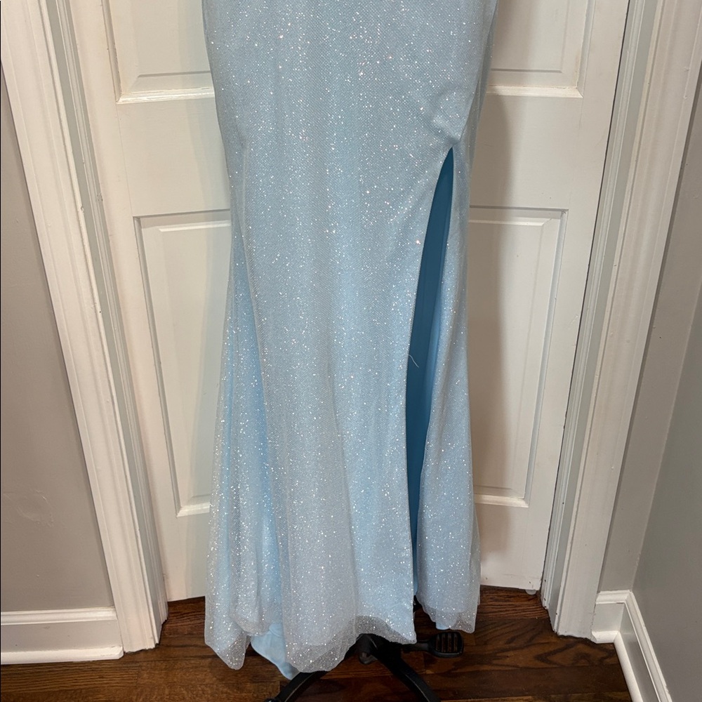 Abby Paris sz 10 light blue sequin spaghetti strap prom formal dress NWT - Picture 6 of 11